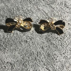 Trafari Black Enamel crystal BOW 🎁 Earrings